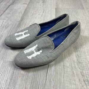 Hadleigh Slipper in Grey Blue with White Logo 39.5 Distressed K